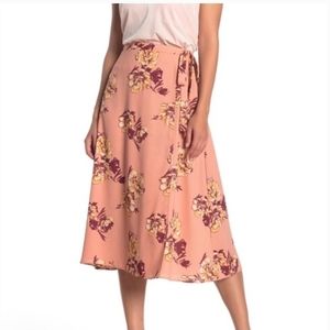 NWT Abound Floral Faux Wrap Midi Skirt Size XL
